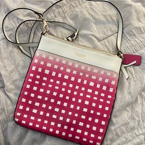 Coach Pink Gingham Adjustable Crossbody Bag